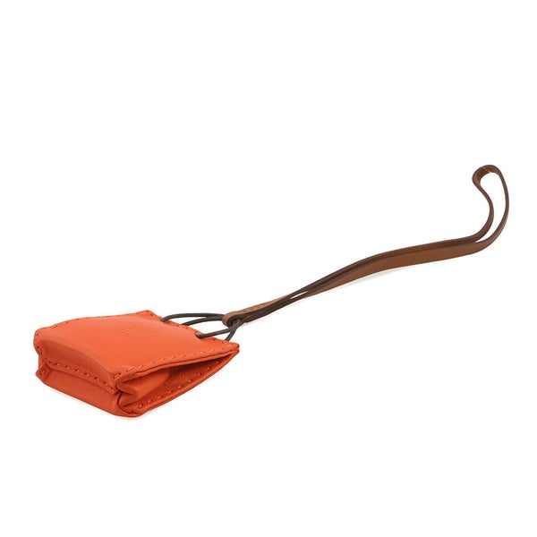 エルメス バッグチャーム ショッパー サックオランジュ フー/ゴールド ラムスキン Y刻印