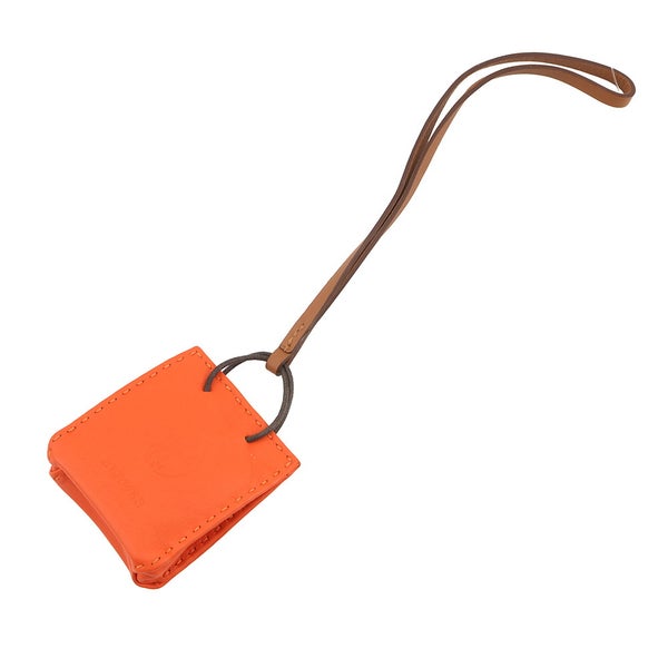 エルメス バッグチャーム ショッパー サックオランジュ フー/ゴールド ラムスキン Y刻印