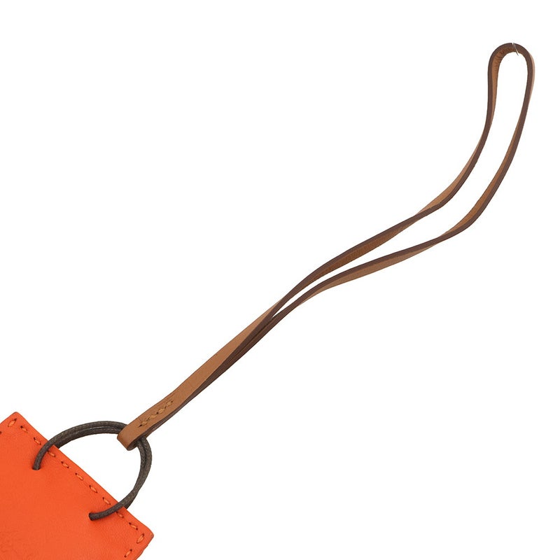 エルメス バッグチャーム ショッパー サックオランジュ フー/ゴールド ラムスキン Y刻印