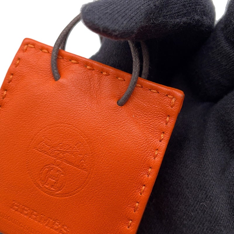 エルメス バッグチャーム ショッパー サックオランジュ フー/ゴールド ラムスキン Y刻印