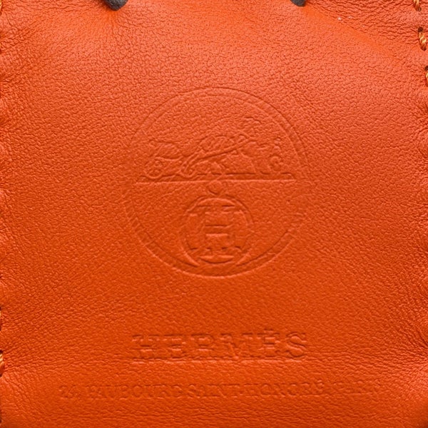 エルメス バッグチャーム ショッパー サックオランジュ フー/ゴールド ラムスキン Y刻印