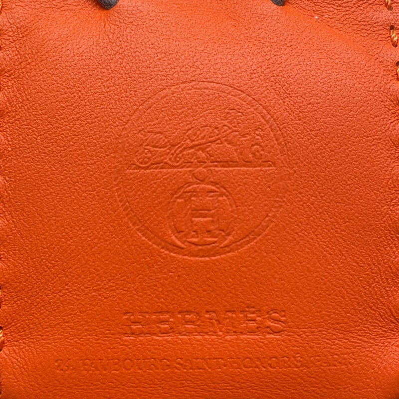 エルメス バッグチャーム ショッパー サックオランジュ フー/ゴールド ラムスキン Y刻印