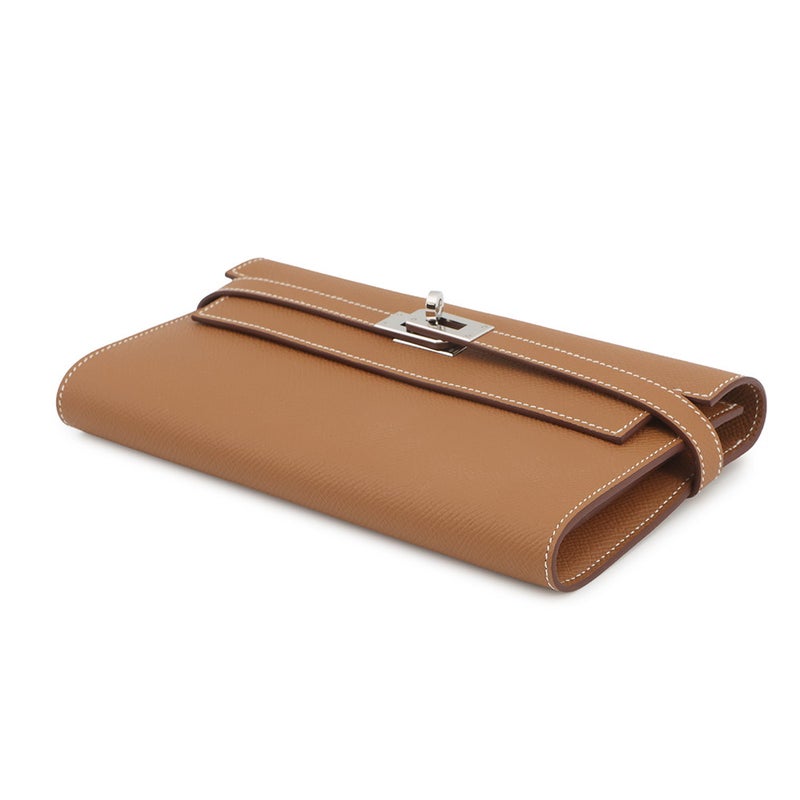 エルメス 長財布 ケリーウォレット ロング ゴールド/シルバー金具 エプソン B刻印 HERMES