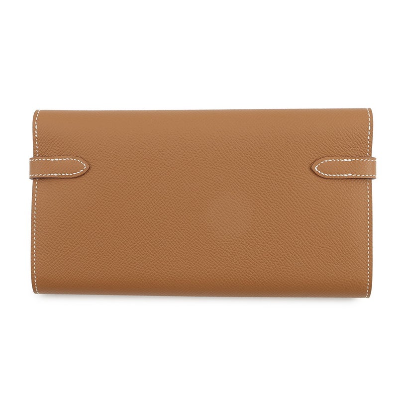 エルメス 長財布 ケリーウォレット ロング ゴールド/シルバー金具 エプソン B刻印 HERMES