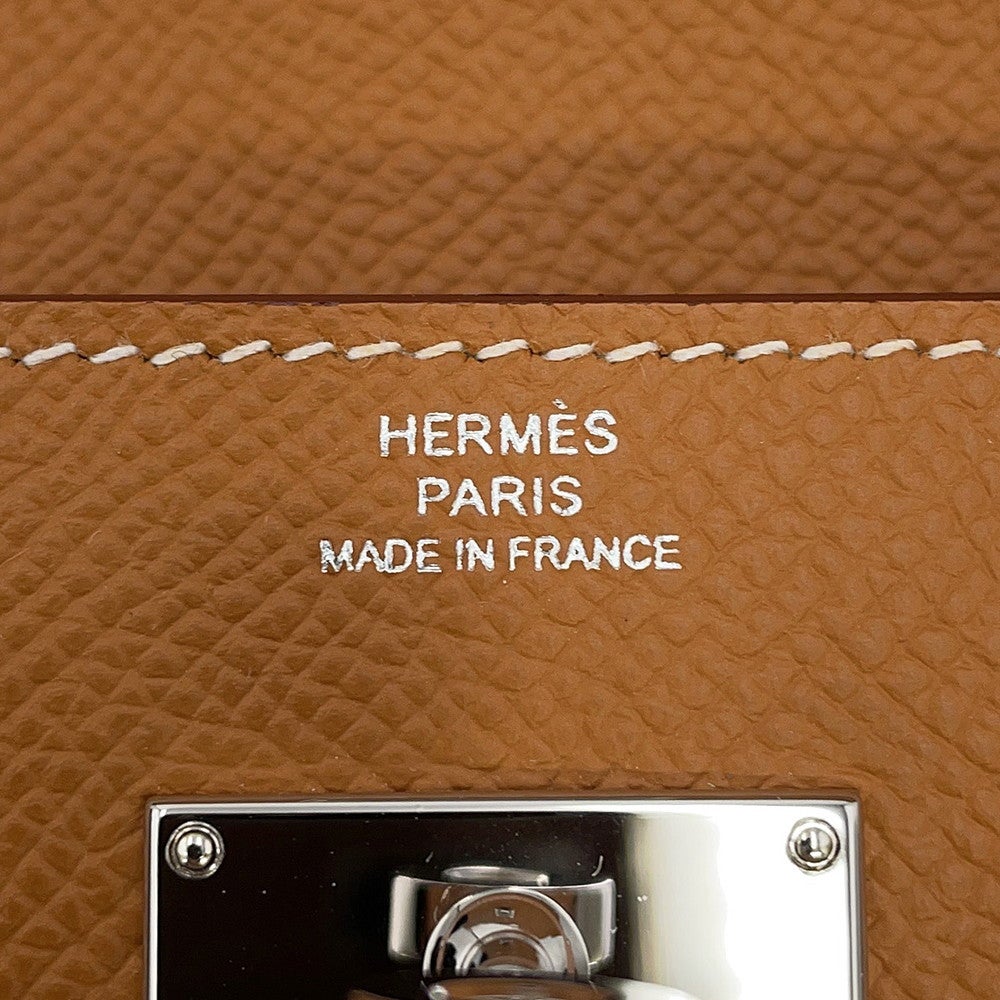 エルメス 長財布 ケリーウォレット ロング ゴールド/シルバー金具 エプソン B刻印 HERMES エルメス 長財布 ケリーウォレット ロング ゴールド/シルバー金具
