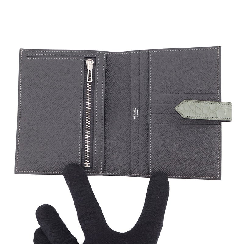 エルメス 二つ折り財布 ベアンコンパクト タッチ グラファイト/グリシマン/シルバー金具 エプソン U刻印