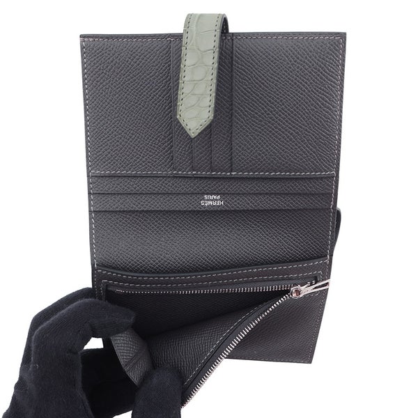 エルメス 二つ折り財布 ベアンコンパクト タッチ グラファイト/グリシマン/シルバー金具 エプソン U刻印