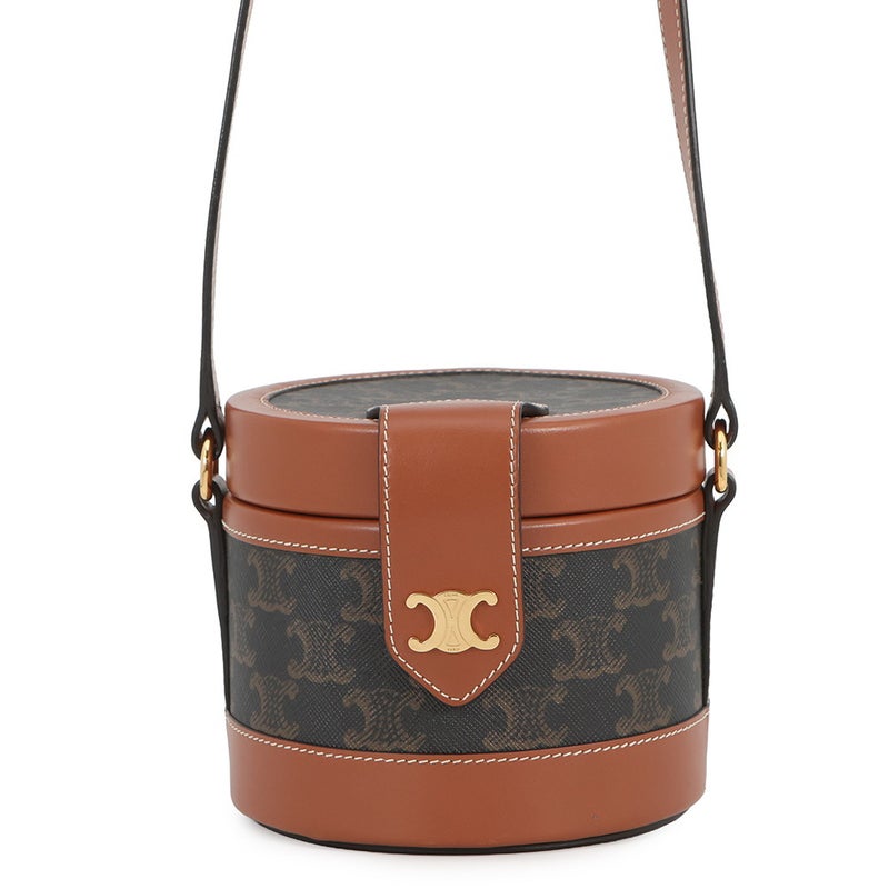 セリーヌ ショルダーバッグ トリオンフ タンブール スモール PVC レザー 195642 CELINE ブラウン