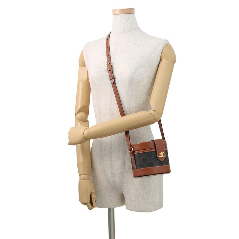 セリーヌ ショルダーバッグ トリオンフ タンブール スモール PVC レザー 195642 CELINE ブラウン