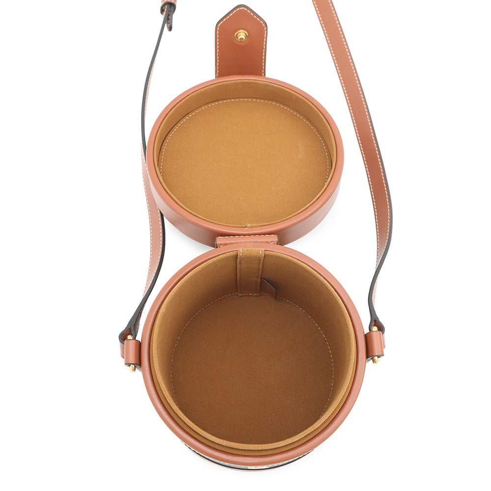 セリーヌ ショルダーバッグ トリオンフ タンブール スモール PVC レザー 195642 CELINE ブラウン セリーヌ ショルダーバッグ トリオンフ タンブール スモール PVC
