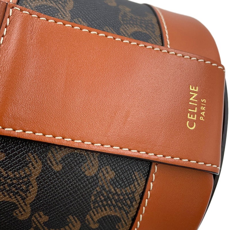 セリーヌ ショルダーバッグ トリオンフ タンブール スモール PVC レザー 195642 CELINE ブラウン