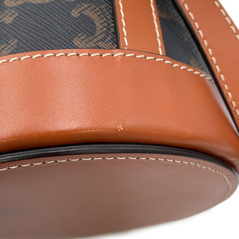 セリーヌ ショルダーバッグ トリオンフ タンブール スモール PVC レザー 195642 CELINE ブラウン