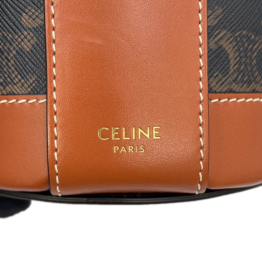 セリーヌ ショルダーバッグ トリオンフ タンブール スモール PVC レザー 195642 CELINE ブラウン セリーヌ ショルダーバッグ トリオンフ タンブール スモール PVC