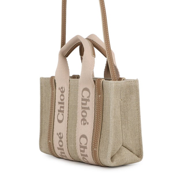 クロエ ハンドバッグ ウッディ トート ミニ キャンバス/シャイニーカーフレザー CHC24UP237L1726Y Chloe 2way