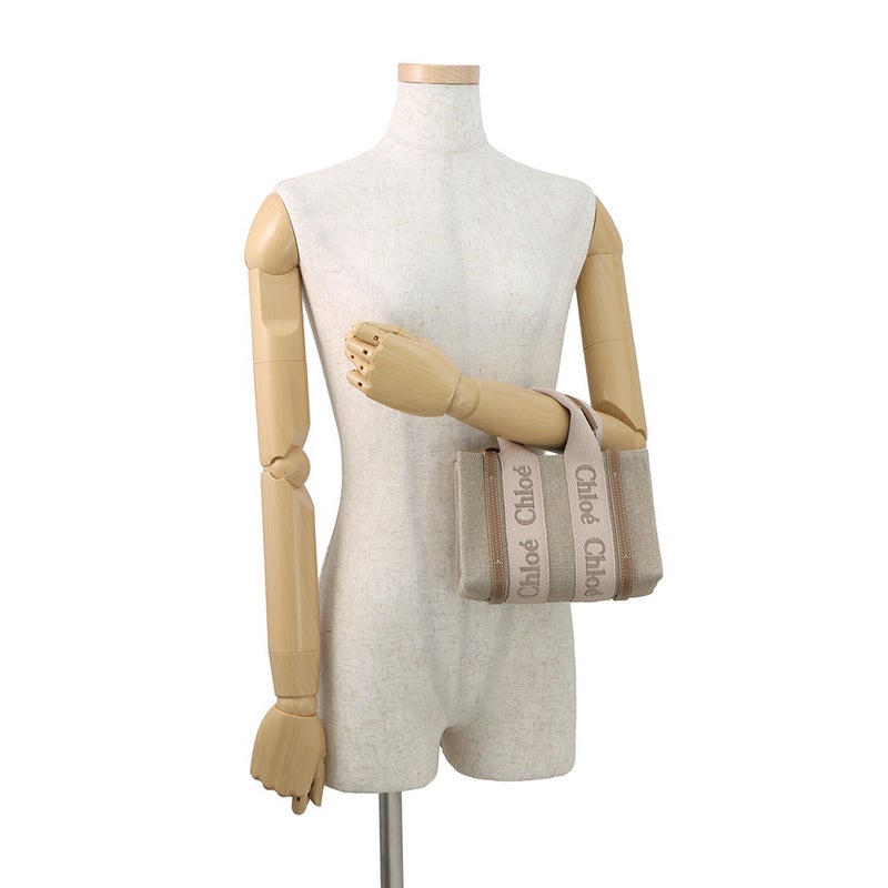 クロエ ハンドバッグ ウッディ トート ミニ キャンバス/シャイニーカーフレザー CHC24UP237L1726Y Chloe 2way