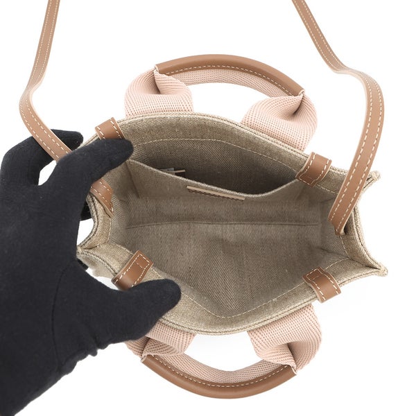 クロエ ハンドバッグ ウッディ トート ミニ キャンバス/シャイニーカーフレザー CHC24UP237L1726Y Chloe 2way