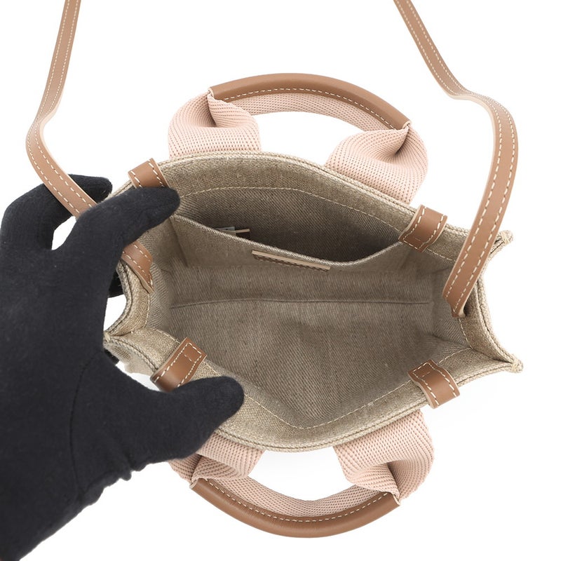 クロエ ハンドバッグ ウッディ トート ミニ キャンバス/シャイニーカーフレザー CHC24UP237L1726Y Chloe 2way