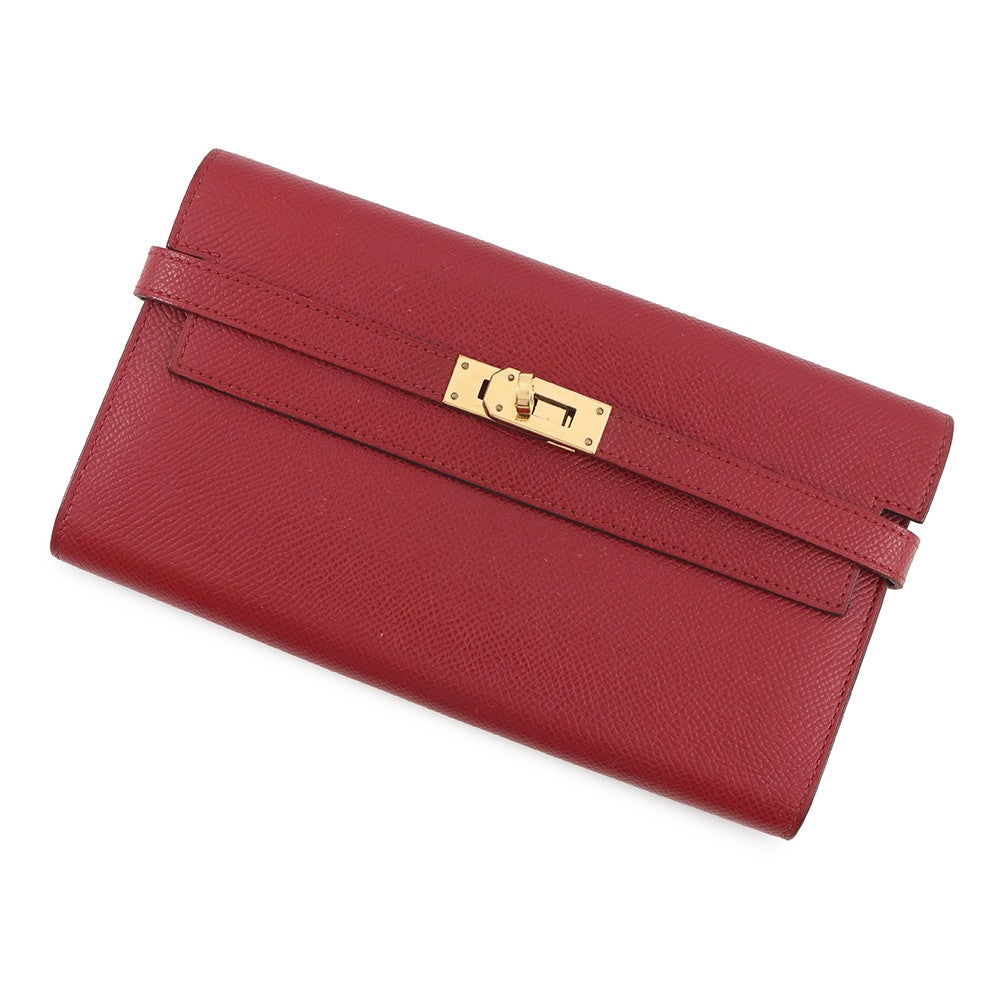 エルメス 長財布 ケリーウォレット ロング ルージュグレナ/ゴールド金具 エプソン X刻印 HERMES エルメス 長財布 ケリーウォレット ロング ルージュグレナ/ゴールド