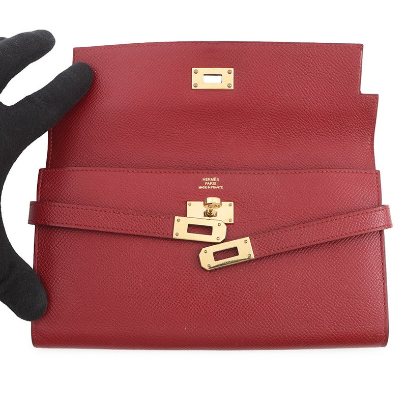 エルメス 長財布 ケリーウォレット ロング ルージュグレナ/ゴールド金具 エプソン X刻印 HERMES