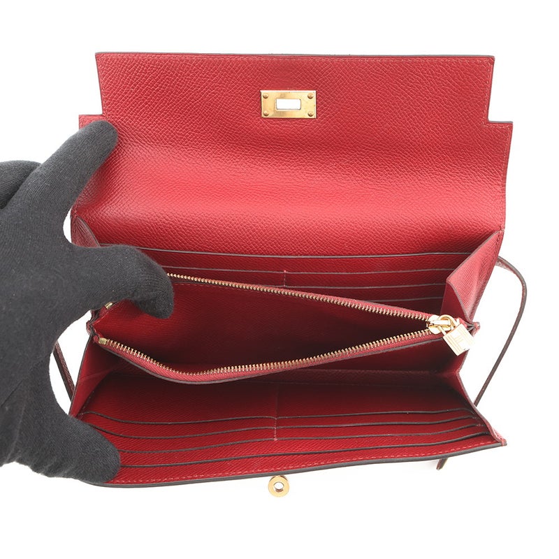 エルメス 長財布 ケリーウォレット ロング ルージュグレナ/ゴールド金具 エプソン X刻印 HERMES