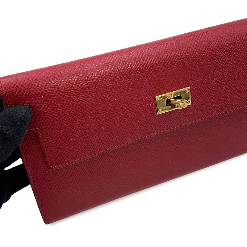 エルメス 長財布 ケリーウォレット ロング ルージュグレナ/ゴールド金具 エプソン X刻印 HERMES