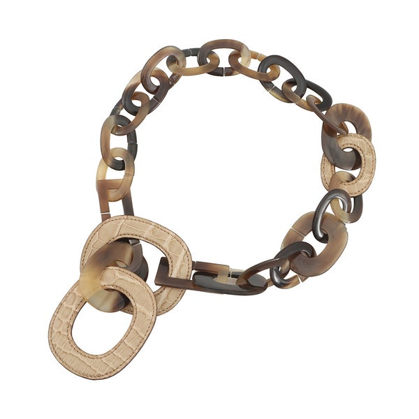 エルメス ネックレス  バッファローホーン アリゲーターマット □L刻印 HERMES アクセサリー