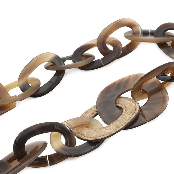 エルメス ネックレス  バッファローホーン アリゲーターマット □L刻印 HERMES アクセサリー