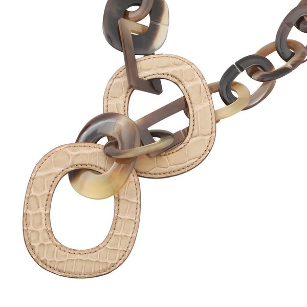 エルメス ネックレス  バッファローホーン アリゲーターマット □L刻印 HERMES アクセサリー