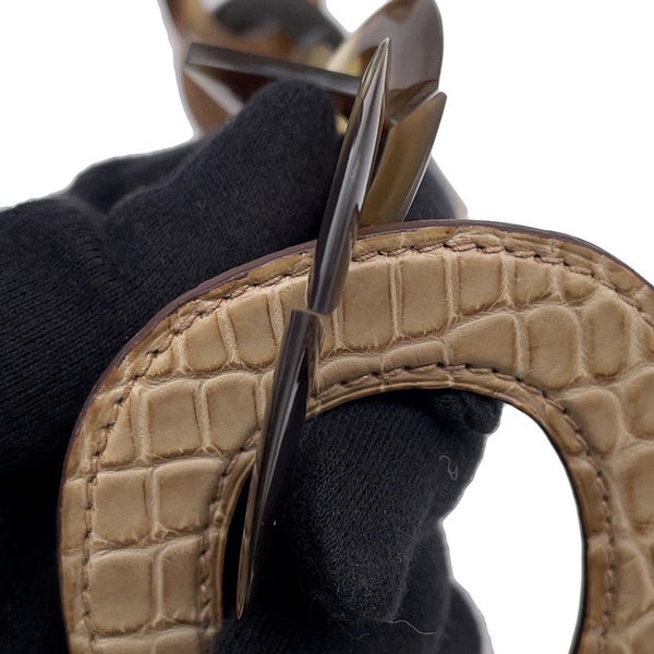 エルメス ネックレス  バッファローホーン アリゲーターマット □L刻印 HERMES アクセサリー