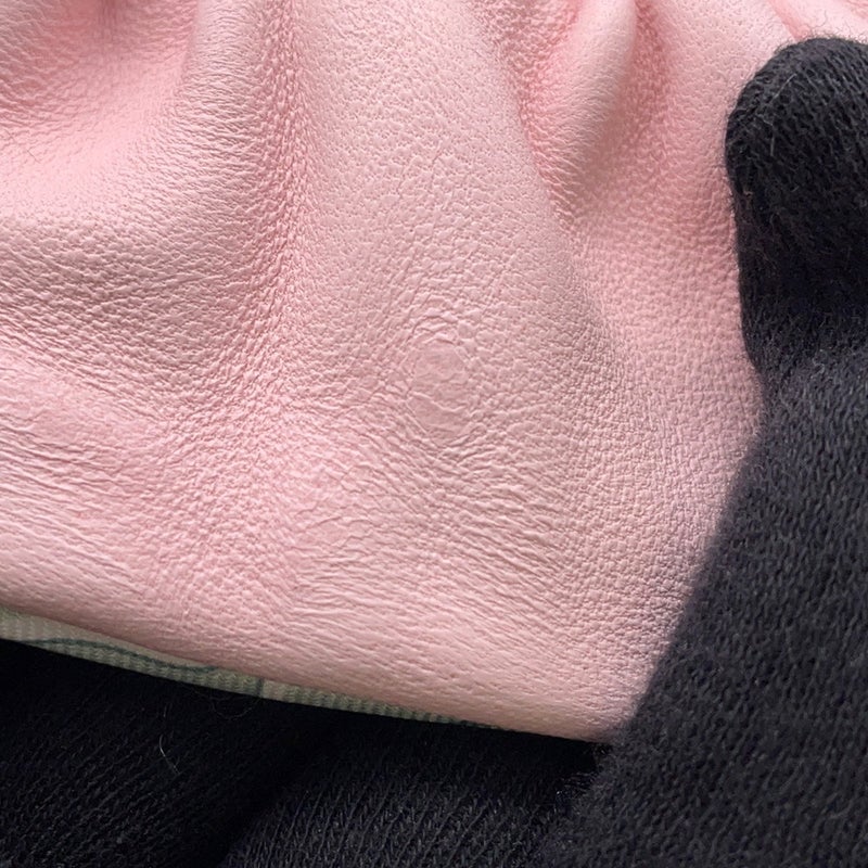 エルメス シュシュ クラウディア ローズサクラ/シルバー金具 ラムスキン/シルク HERMES ヘアアクセサリー