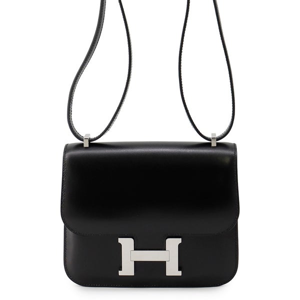 エルメス ミニ コンスタンス3 ミロワール ブラック/シルバー金具 ボックスカーフ W刻印 黒