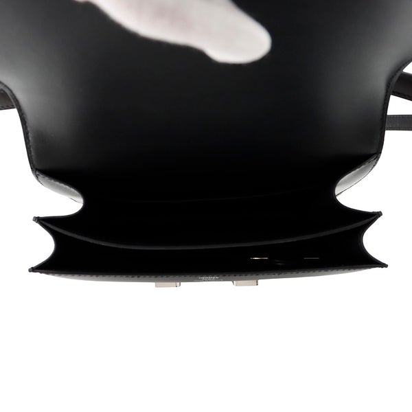 エルメス ミニ コンスタンス3 ミロワール ブラック/シルバー金具 ボックスカーフ W刻印 黒