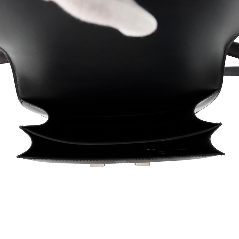 エルメス ミニ コンスタンス3 ミロワール ブラック/シルバー金具 ボックスカーフ W刻印 黒