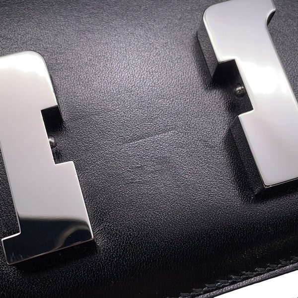 エルメス ミニ コンスタンス3 ミロワール ブラック/シルバー金具 ボックスカーフ W刻印 黒