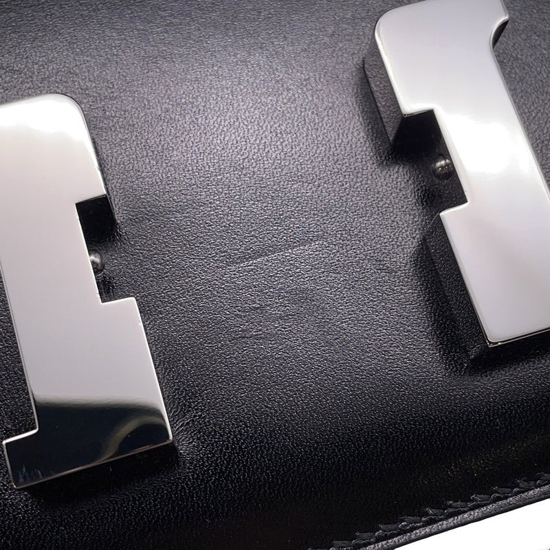 エルメス ミニ コンスタンス3 ミロワール ブラック/シルバー金具 ボックスカーフ W刻印 黒