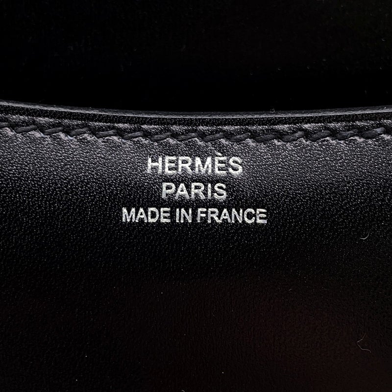 エルメス ミニ コンスタンス3 ミロワール ブラック/シルバー金具 ボックスカーフ W刻印 黒
