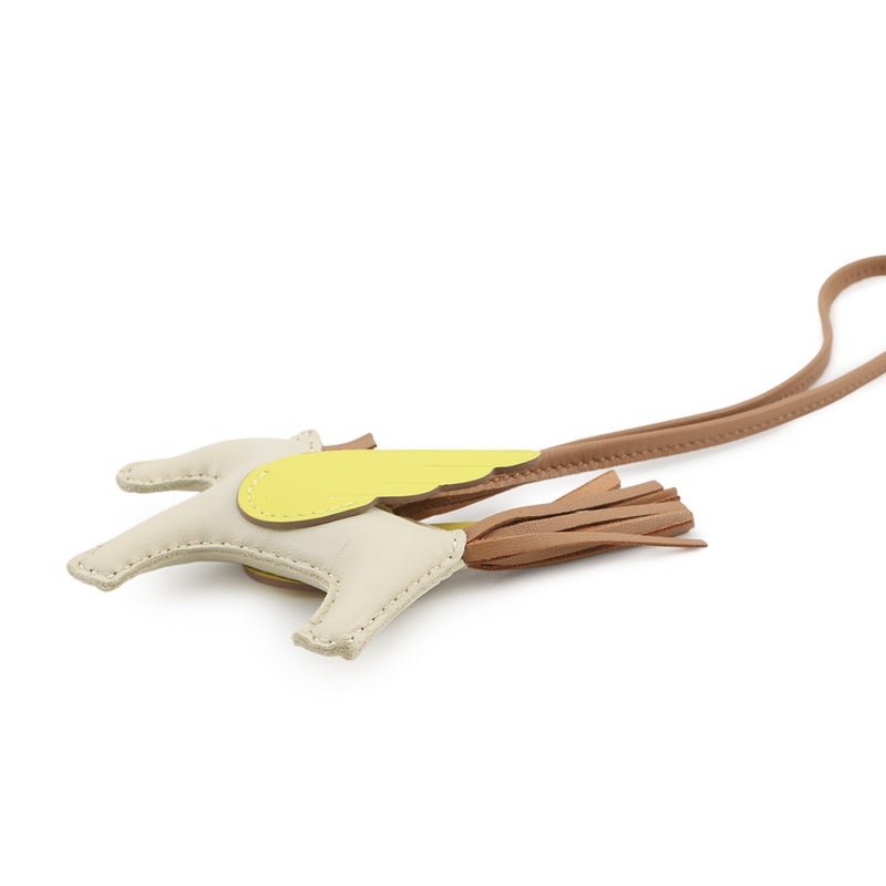 エルメス バッグチャーム ロデオPM ペガサス クレ/ライム/チャイ ラムスキン U刻印 HERMES