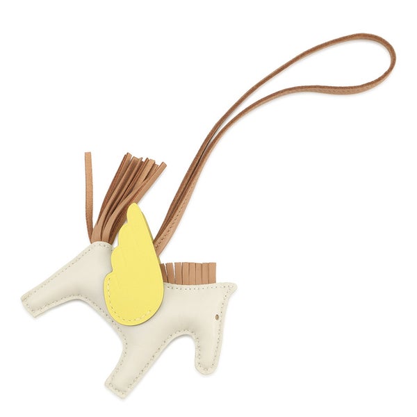 エルメス バッグチャーム ロデオPM ペガサス クレ/ライム/チャイ ラムスキン U刻印 HERMES