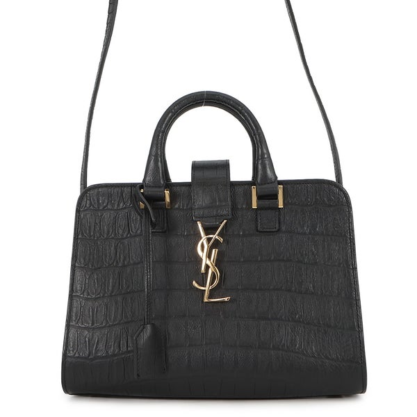 サンローランパリ ハンドバッグ ベイビーカバス クロコ型押しレザー 568853 SAINT LAURENT PARIS 2way 黒