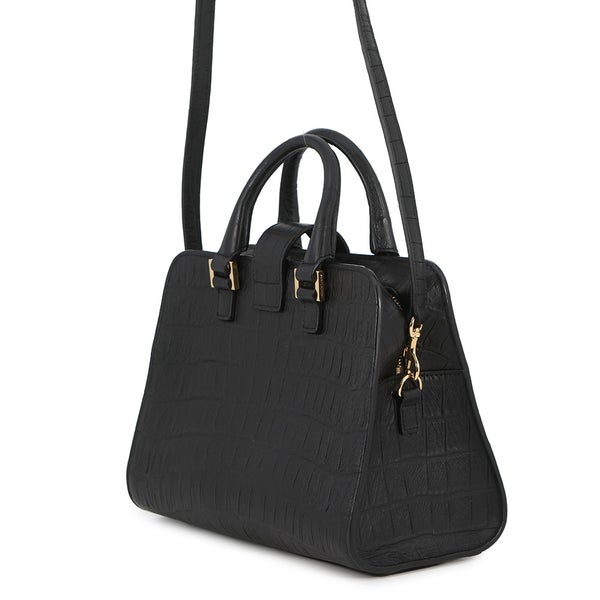 サンローランパリ ハンドバッグ ベイビーカバス クロコ型押しレザー 568853 SAINT LAURENT PARIS 2way 黒