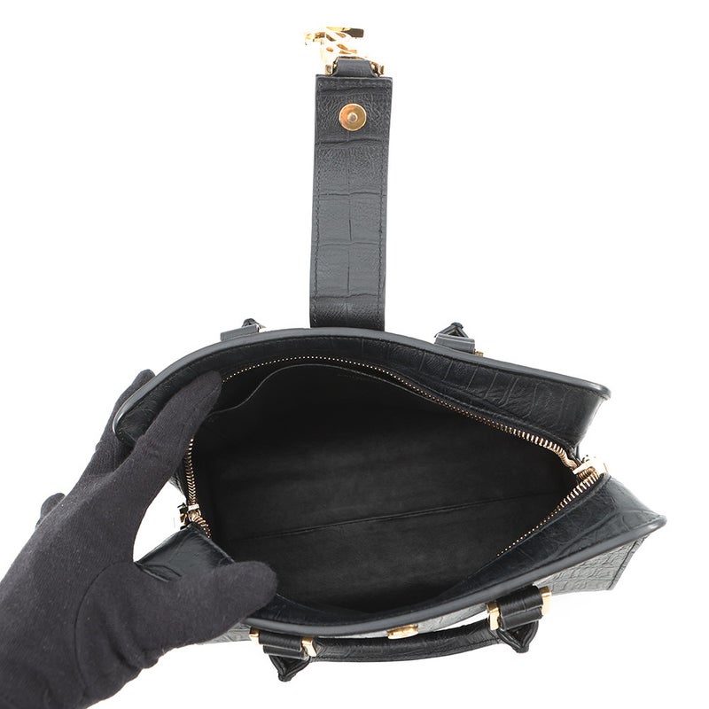 サンローランパリ ハンドバッグ ベイビーカバス クロコ型押しレザー 568853 SAINT LAURENT PARIS 2way 黒