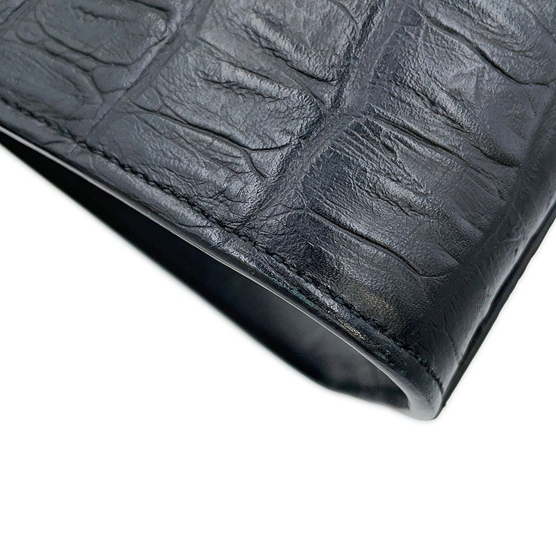 サンローランパリ ハンドバッグ ベイビーカバス クロコ型押しレザー 568853 SAINT LAURENT PARIS 2way 黒