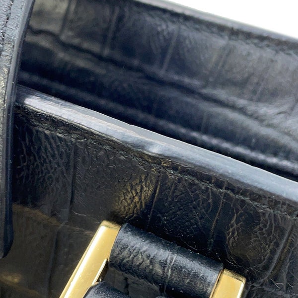 サンローランパリ ハンドバッグ ベイビーカバス クロコ型押しレザー 568853 SAINT LAURENT PARIS 2way 黒