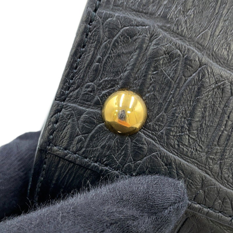 サンローランパリ ハンドバッグ ベイビーカバス クロコ型押しレザー 568853 SAINT LAURENT PARIS 2way 黒