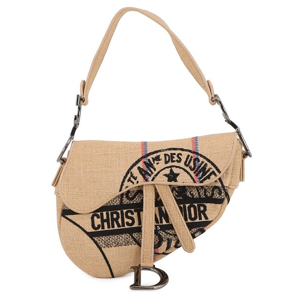 クリスチャン・ディオール ショルダーバッグ ディオール ユニオン モチーフ ジュート サドルバッグ M0446BRUW