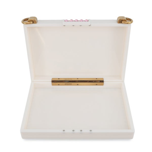 グッチ ショルダーバッグ キャット プラスチック ラインストーン フェイクパール 500259 GUCCI バッグ 白