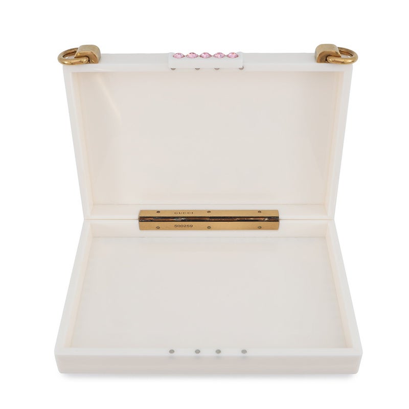 グッチ ショルダーバッグ キャット プラスチック ラインストーン フェイクパール 500259 GUCCI バッグ 白