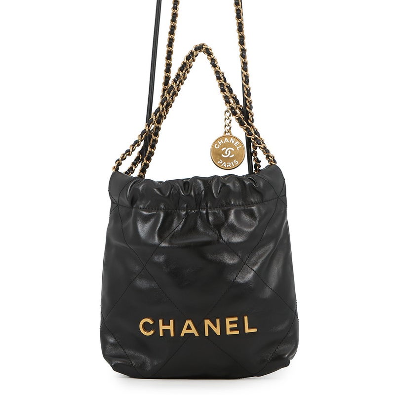 シャネル ハンドバッグ CHANEL 22 ミニ ココマーク シャイニーカーフレザー AS3980 CHANEL 2way 黒