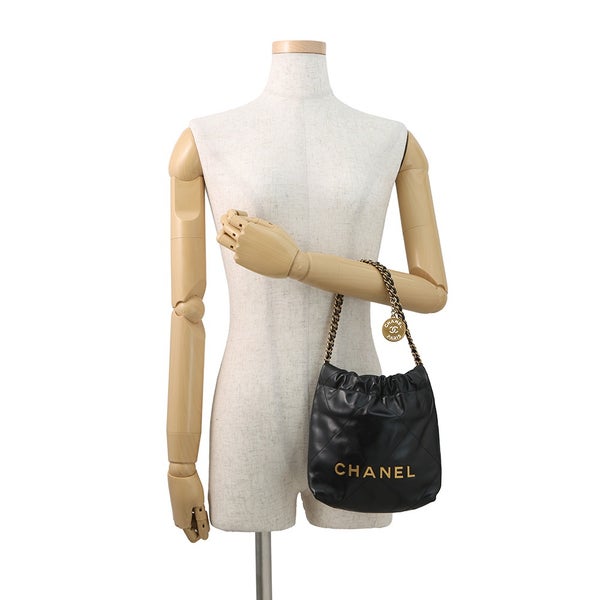 シャネル ハンドバッグ CHANEL 22 ミニ ココマーク シャイニーカーフレザー AS3980 CHANEL 2way 黒