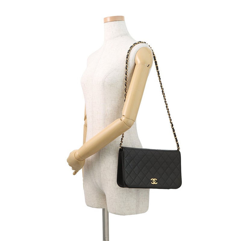 シャネル チェーンショルダーバッグ マトラッセ ココマーク ラムスキン A03568 CHANEL バッグ 黒